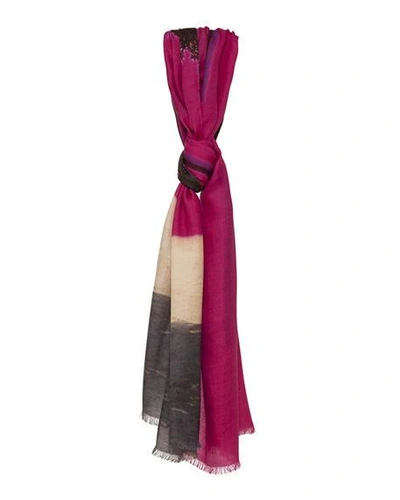 Shop Akris Olive-tree Graphic Cashmere-silk Scarf In Pink Pattern