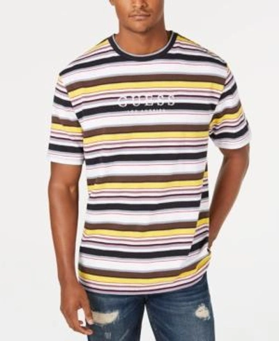 Shop Guess Originals Men's Ashton Striped Logo T-shirt In Ashton Stripe Navy Multi