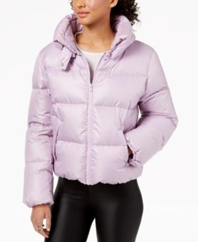 Shop Kendall + Kylie Cropped Puffer Coat In Lilac