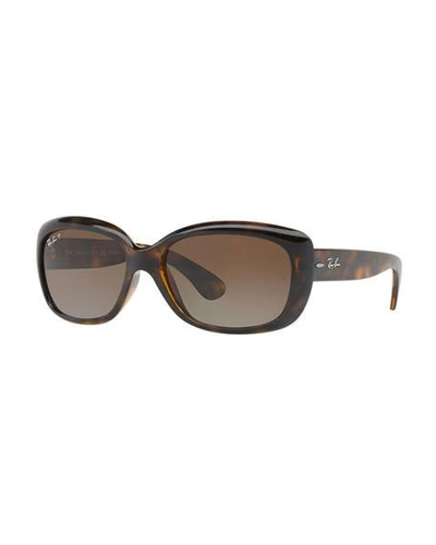 Ray Ban Gradient Nylon Rectangle Sunglasses In Havana Polarized