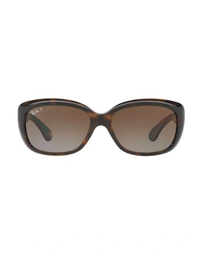 Ray Ban Gradient Nylon Rectangle Sunglasses In Havana Polarized