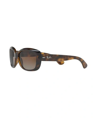 Ray Ban Gradient Nylon Rectangle Sunglasses In Havana Polarized
