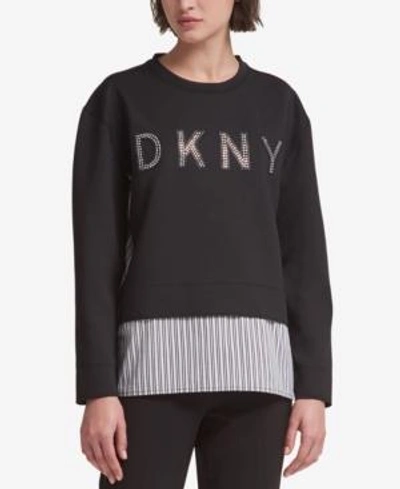 Shop Dkny Layered-look Logo Sweatshirt, Created For Macy's In Black Combo