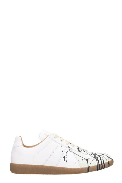 Shop Maison Margiela Replica White Leather Sneakers