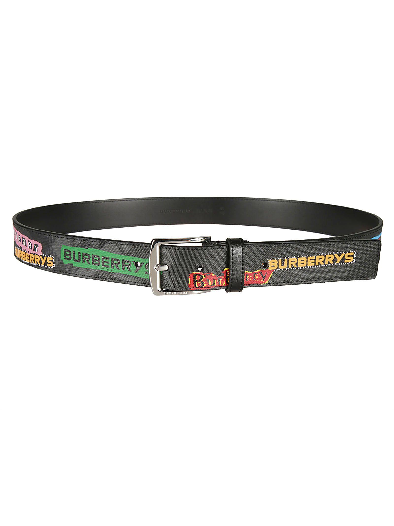 Burberry Tag Print London Check Belt In 