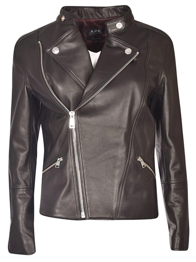 Shop Apc A.p.c. Zipped Biker Jacket In Black
