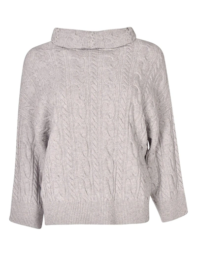 Shop Max Mara Cable Knit Sweater In Grey