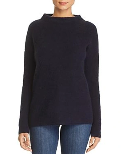 Shop C By Bloomingdale's Cashmere Mock Neck Brushed Cashmere Sweater - 100% Exclusive In Navy