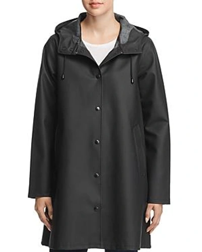 Shop Stutterheim Mosebacke Rubberized Hooded Raincoat In Black