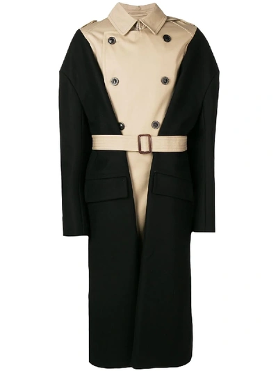 Shop Maison Margiela Overlayered Mesh Trenchcoat - Black