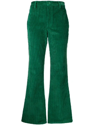 Shop Staud Corduroy Flared Trousers - Green
