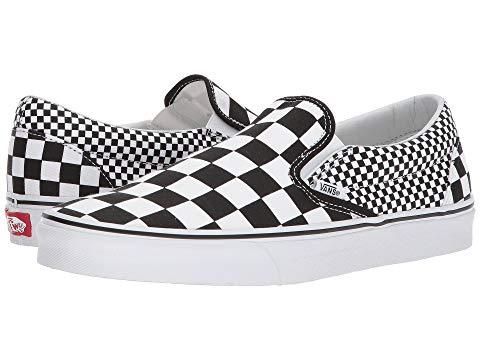 mixed checkered slip on vans