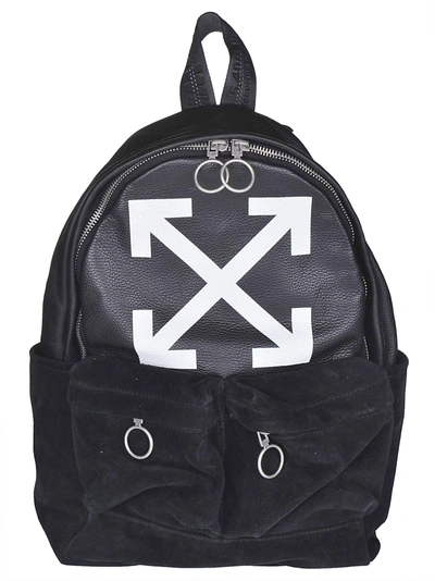 Shop Off-white Logo Print Backpack In Black/white