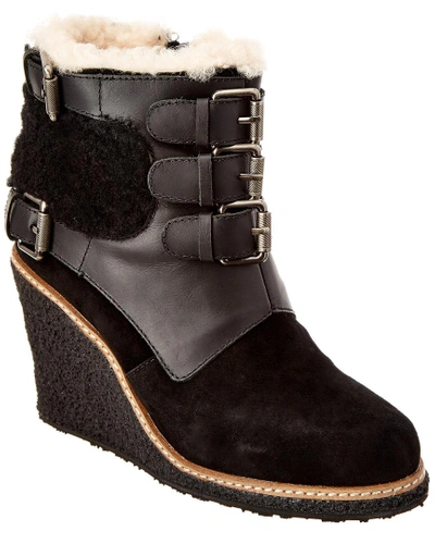 Shop Australia Luxe Collective Monk Suede Wedge Boot In Black
