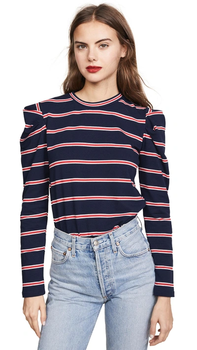 Shop The Fifth Label Kinetic Stripe Top In Navy/red