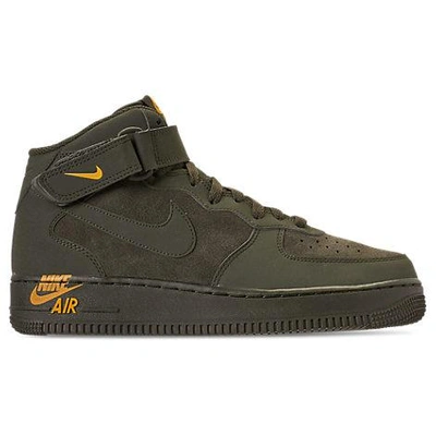 Shop Nike Men's Air Force 1 Mid Casual Shoes, Green