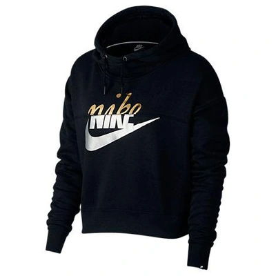 Shop Nike Women's Sportswear Rally Metallic Crop Hoodie, Black