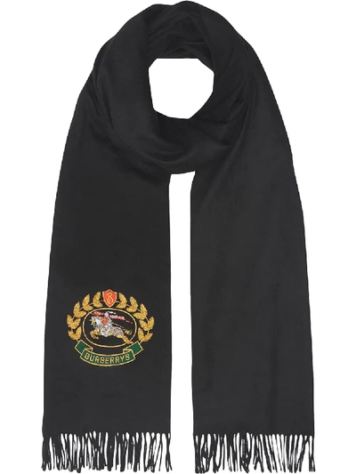 Shop Burberry The Large Classic Cashmere Scarf With Archive Logo - Black
