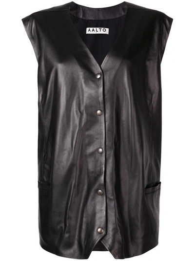 Shop Aalto Sleeveless Leather Jacket In Black