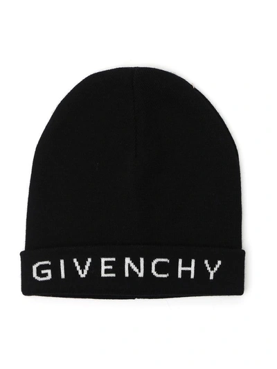 Shop Givenchy Turned Up Logo Beanie In Black