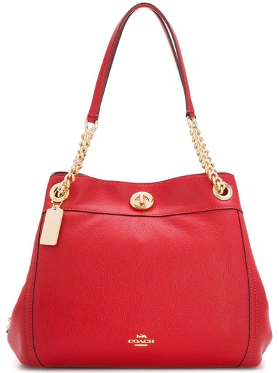 Shop Coach Turnlock Edie Shoulder Bag In Red