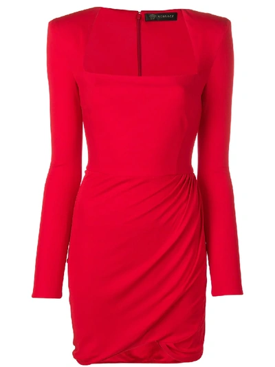 Shop Versace Draped Jersey Dress - Red