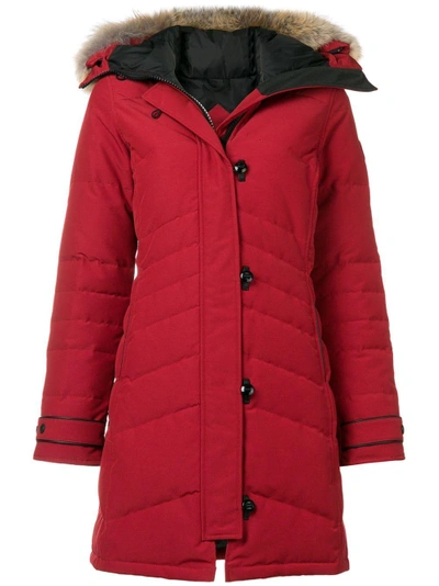 Shop Canada Goose Lorette Parka Coat In Red