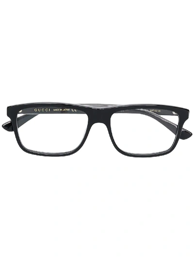 Shop Gucci Eyewear Rectangular Frame Glasses - Black