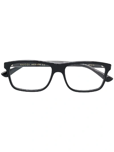 GUCCI EYEWEAR RECTANGULAR FRAME GLASSES - 黑色