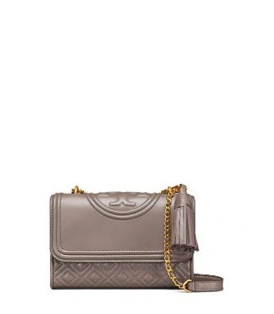Shop Tory Burch Fleming Small Convertible Shoulder Bag In Silver Maple