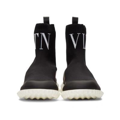Shop Valentino Black  Garavani Vltn Sock Sneakers In 0ni Black