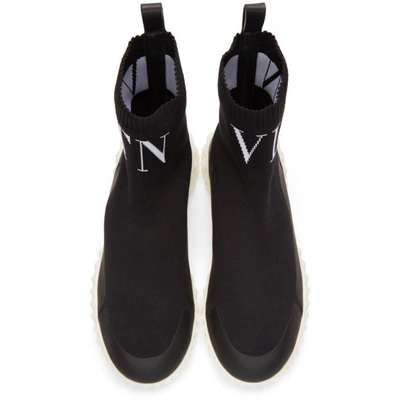 Shop Valentino Black  Garavani Vltn Sock Sneakers In 0ni Black