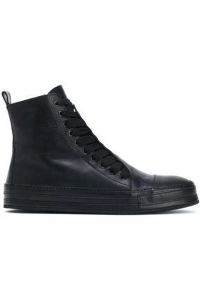 Shop Ann Demeulemeester Woman Lace-up Lather Ankle Boots Black
