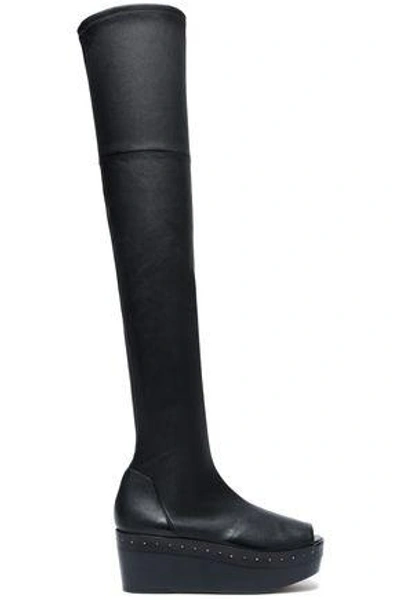 Shop Rick Owens Woman Stretch-leather Platform Over-the-knee Boots Black