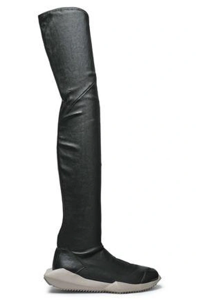 Shop Adidas Originals Rick Owens X Adidas Woman Stretch-leather Over-the-knee Boots Black