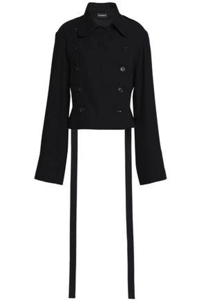 Shop Ann Demeulemeester Woman Double-breasted Wool Coat Black