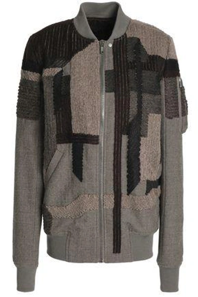 Shop Rick Owens Woman Patchwork-effect Wool Bomber Jacket Taupe