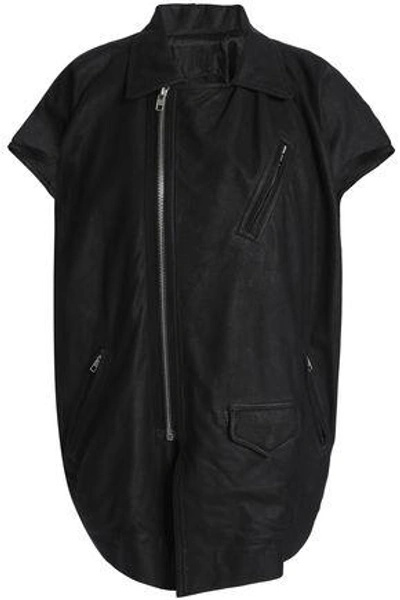 Shop Rick Owens Woman Leather Biker Jacket Black