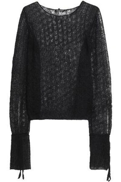 Shop Ann Demeulemeester Woman Open-knit Sweater Black