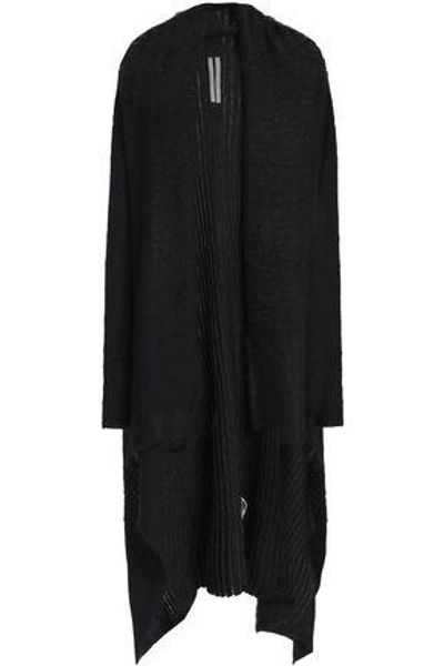 Shop Rick Owens Draped Ribbed Mohair-blend Cardigan In Black
