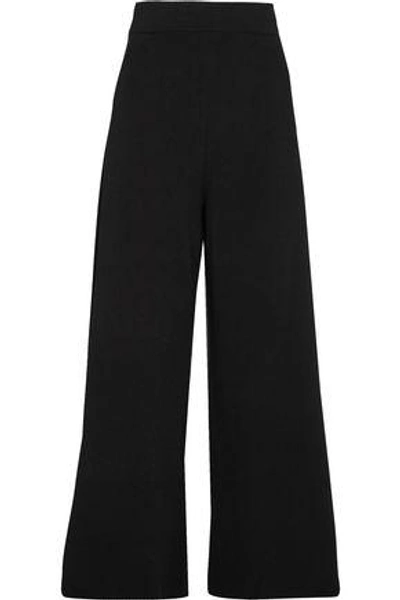 Shop Stella Mccartney Woman Stretch-knit Wide-leg Pants Black