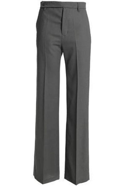 Shop Rick Owens Woman Wool-crepe Straight-leg Pants Anthracite