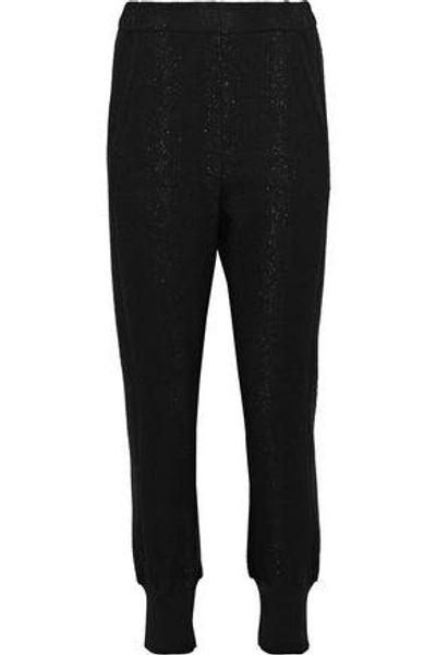 Shop Ann Demeulemeester Woman Chamberlin Metallic Wool-blend Fleece Track Pants Black