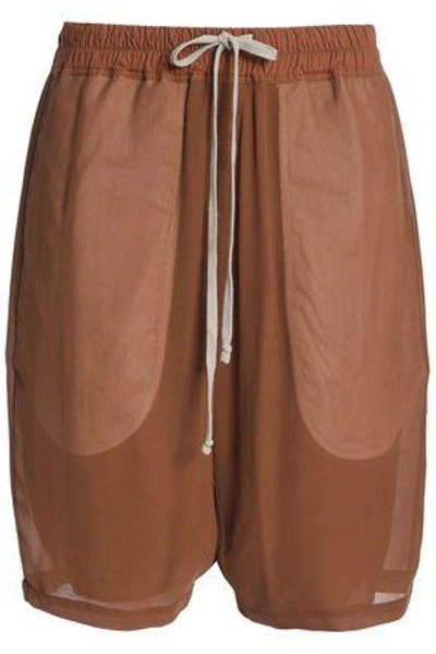 Shop Rick Owens Woman Silk-crepe Shorts Light Brown
