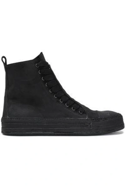 Shop Ann Demeulemeester Woman Suede High-top Sneakers Black