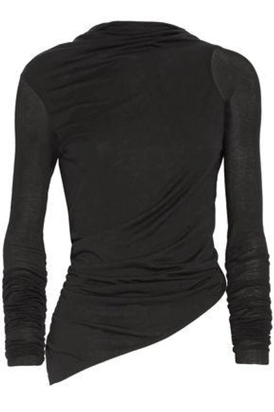 Shop Rick Owens Woman Asymmetric Open-back Stretch-jersey Top Black