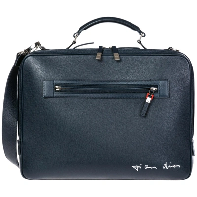 Shop Dior Briefcase Attaché Case Laptop Pc Bag Leather In Blue