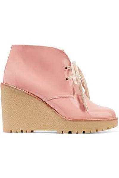 Shop Red Valentino Red(v) Woman Patent-leather Wedge Ankle Boots Antique Rose
