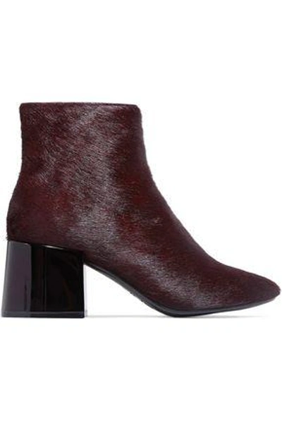 Shop Mm6 Maison Margiela Woman Calf Hair Ankle Boots Burgundy