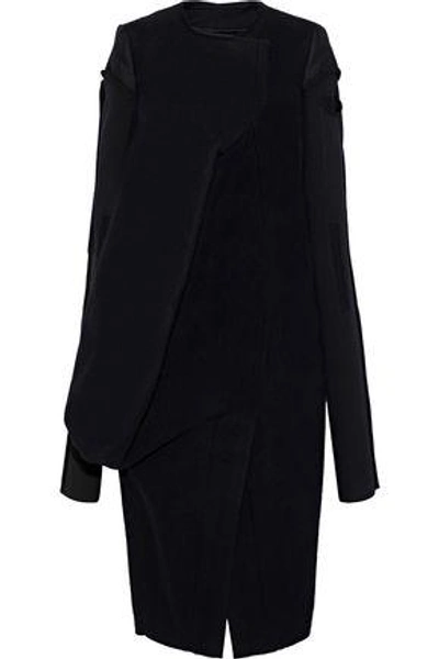 Shop Rick Owens Woman Knit-paneled Wool Coat Black